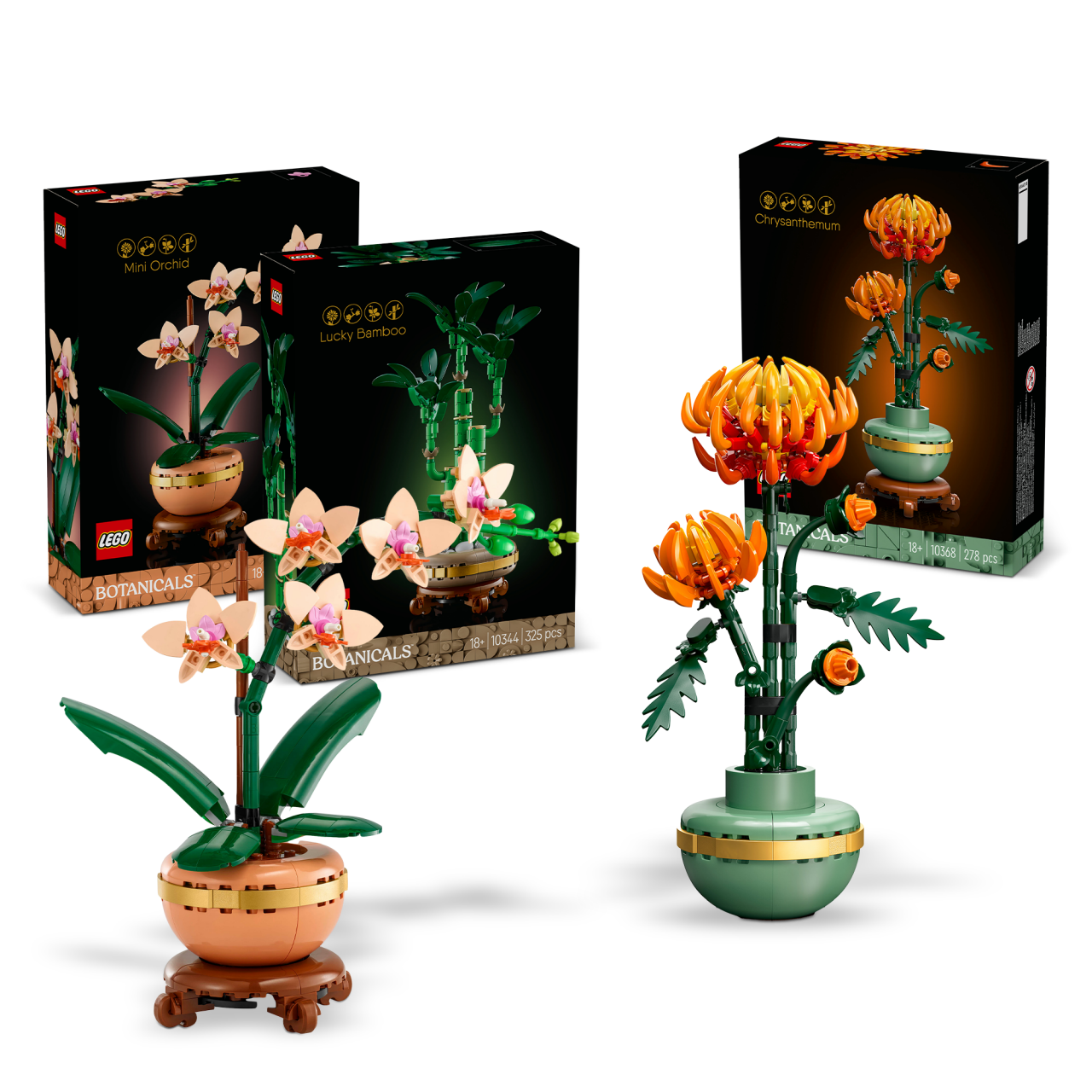 fiori lego con scatole prodotto sullo sfondo