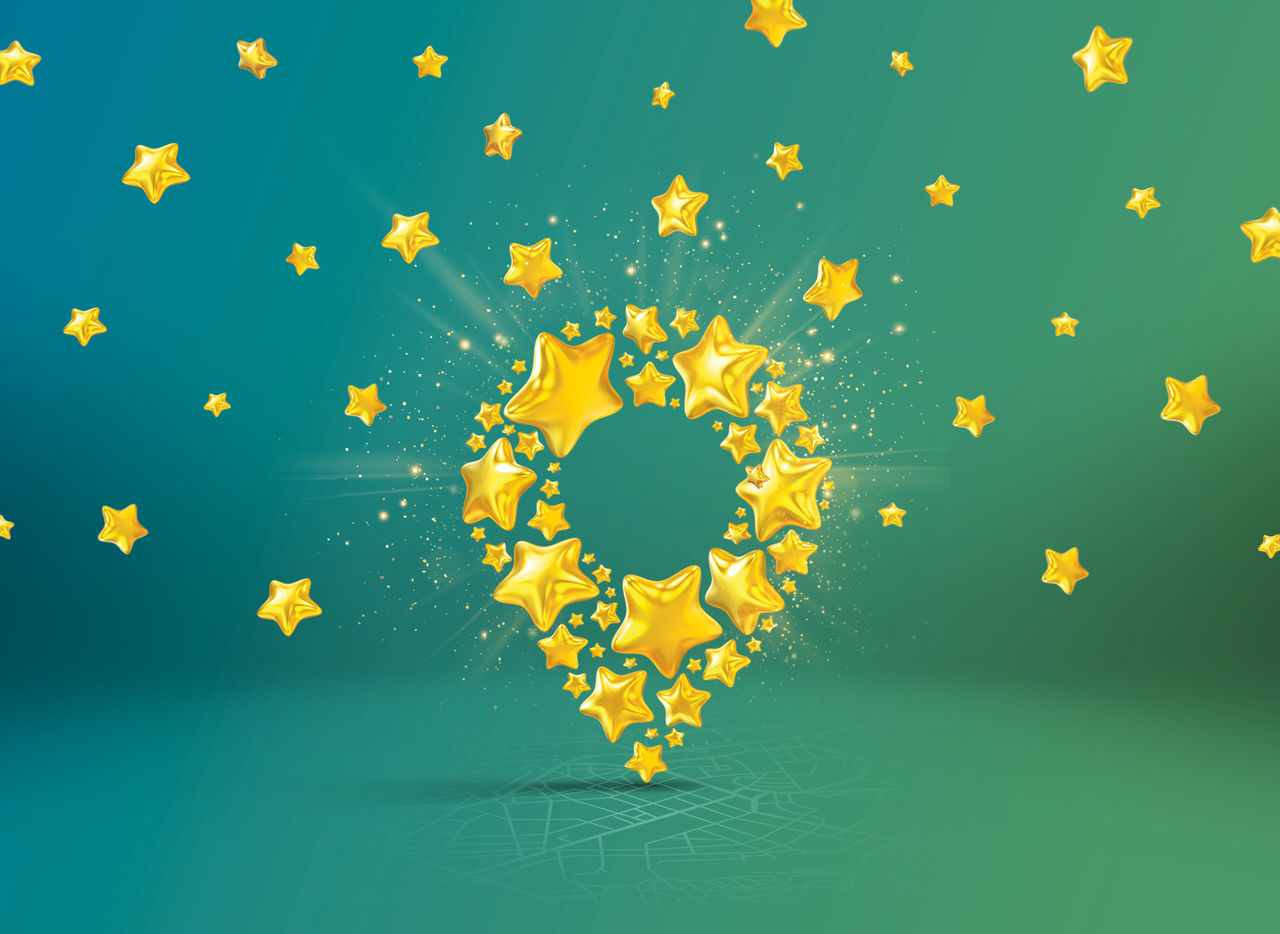 banner con stelline che esplodono